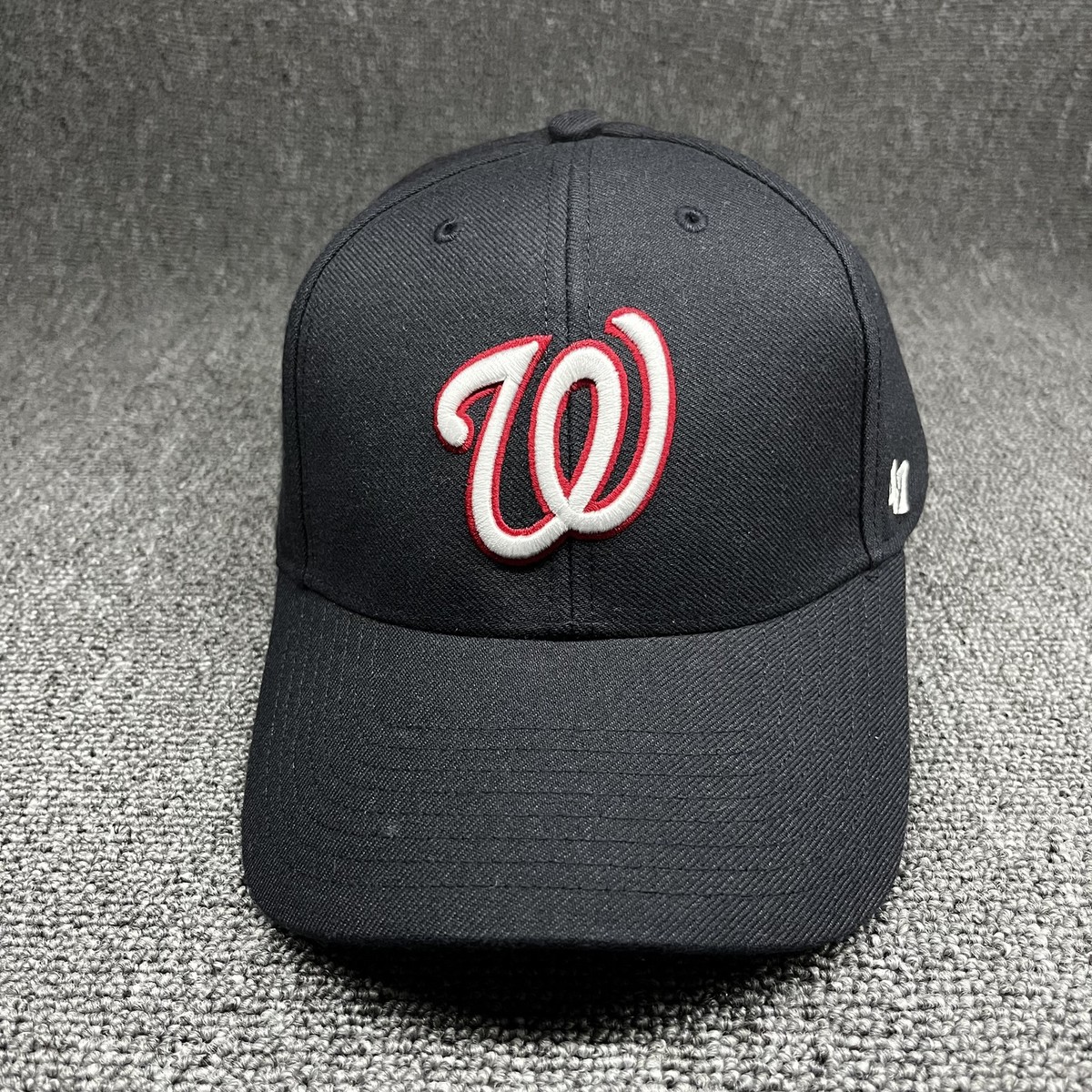 New 47 Brand Washington Nationals Clean Up Adjustable Hat Black W Logo
