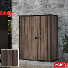 Keter Rosewood 4Ft 6" X 2Ft 4" Vertical Storage Shed with Shelves Garden Outdoor
