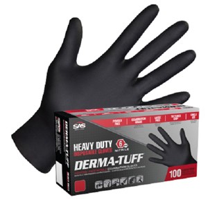 Маленькие черные нитриловые перчатки Sas Safety 66586 Derma-tuff