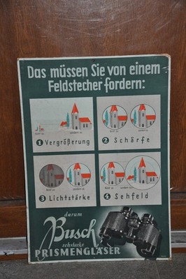 Altes Reklameschild 30er J.Feldstecher,Emil Busch AG.Optische Industrie Rathenow