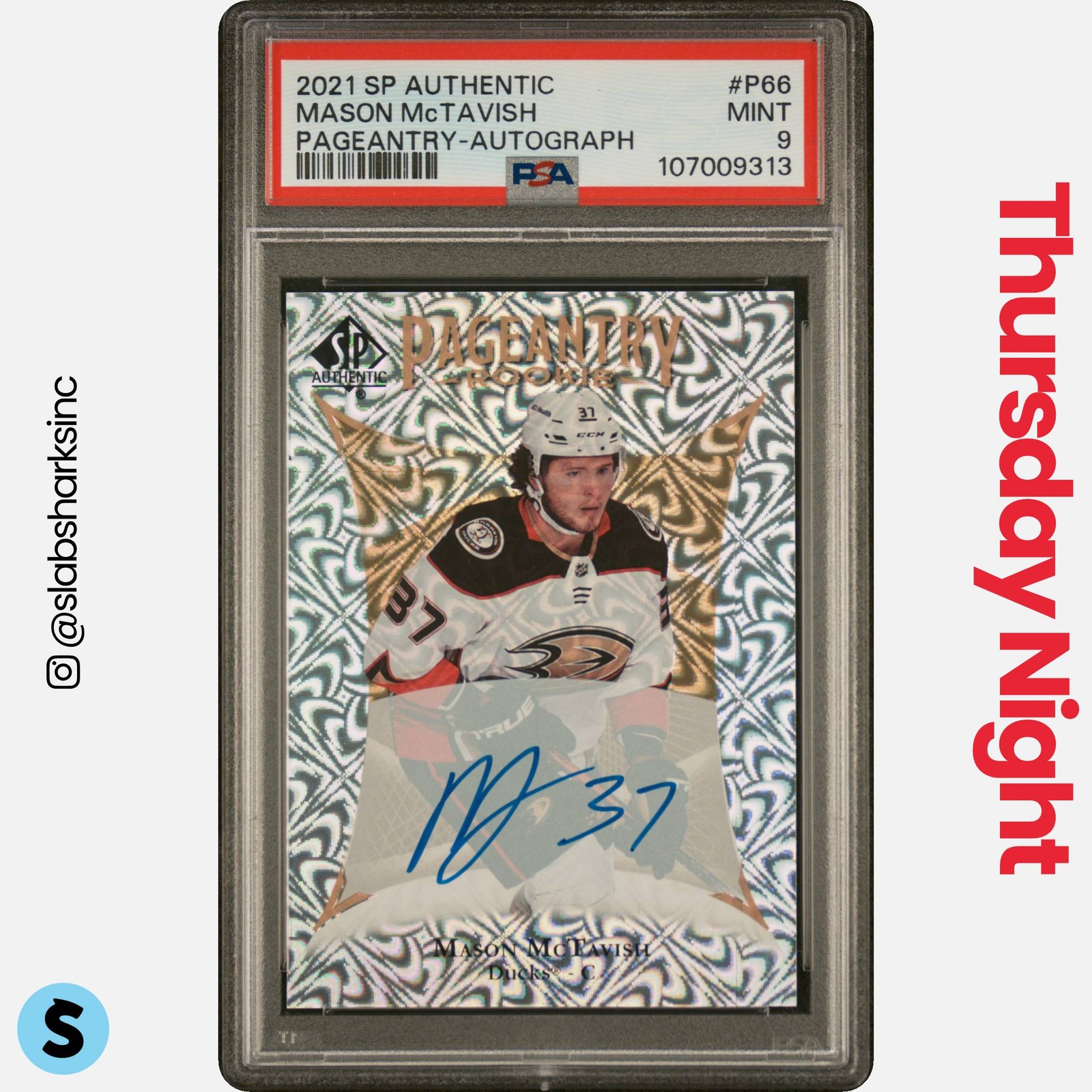 2021 SP AUTHENTIC #P-66 MASON MCTAVISH PAGEANTRY ROOKIE AUTO RC PSA 9 view 1
