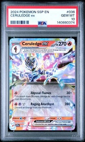 2024 POKEMON SSP EN-SURGING SPARKS #036 CERULEDGE EX PSA 10
