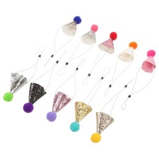 10 Pcs Birthday Hat for Dog Pet Cat Costume Accessories Cone Hats with Pompoms