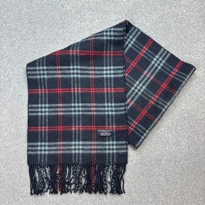Burberry London Schal 58 x 12 Zoll blau Made England Nova Check 100 % Lammwolle
