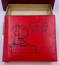 1967 HALLMARK CHARLIE BROWN PEANUTS DON'T YOU JUST LOVE SCHOOL PHOTO ALBUM Box