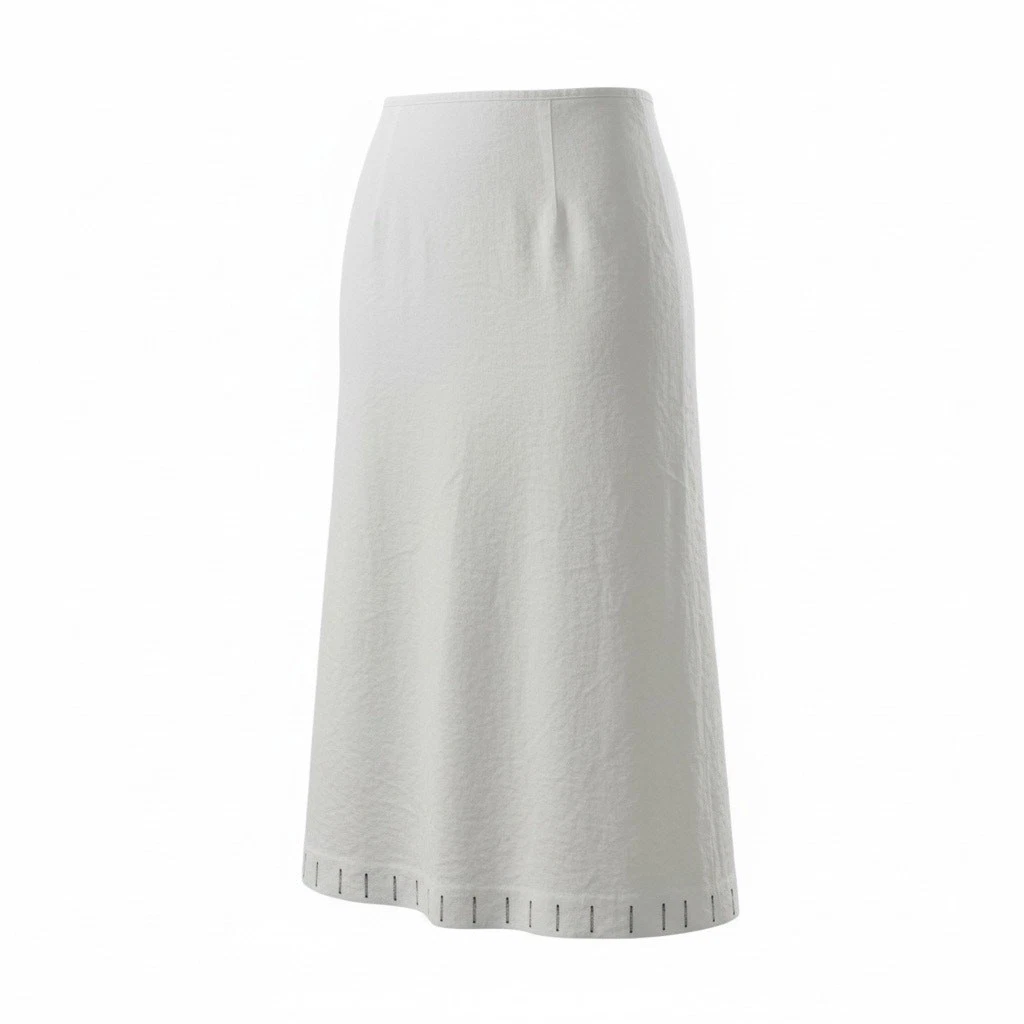 Edward Irish Linen White 100% Linen Embroidered Skirt Boho Cottagecore - Size 12