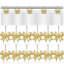 12 Pcs Gold Bow Knot Shower Curtain Hooks Rustproof Metal Decorative Rings