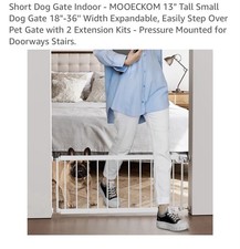 Short Dog Gate Indoor-MOOECKOM 13" Tall Small Dog Gate 18"-36'' Width Expandable