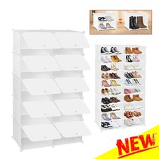 Shoe Storage Rack 10 Cube Interlocking Plastic Cabinet Home Tidy Shelf Organizer