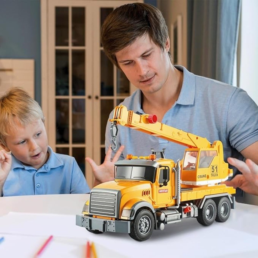 Kids Toys Crane Truck Toy with Lights&Sounds Friction Powered Truck Vehicle Toy 