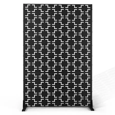 METAL PRIVACY SCREEN OUTDOOR 72" H×47" W,BALCONY SCREEN BLACK&SQUARE - BLACK