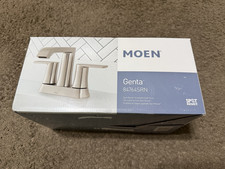 Moen Genta 84764SRN Brushed Nickel Bathroom Faucet 4" Centerset 2 Handle w/Drain