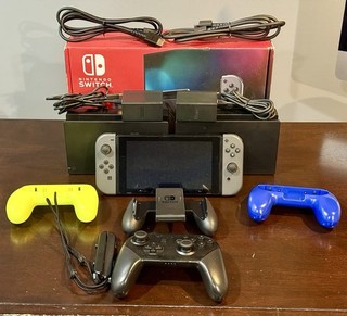 Nintendo Switch V2 HAC 001 Console Dark Grey Extra Dock Pro Controller 512 GB