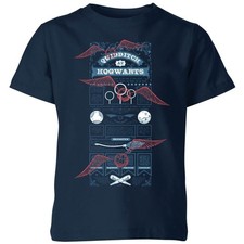 Image of Harry Potter Quidditch At Hogwarts Kids T-Shirt | Official Licensed | Navy