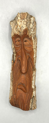 Czech Wood Spirit Carvingof an Old Man Face Signed on Back