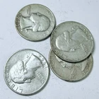 WASHINGTON SILVER QUARTERS LOT OF 4, 90% SILVER CIRCULATED COINS FREE SHIP #9014