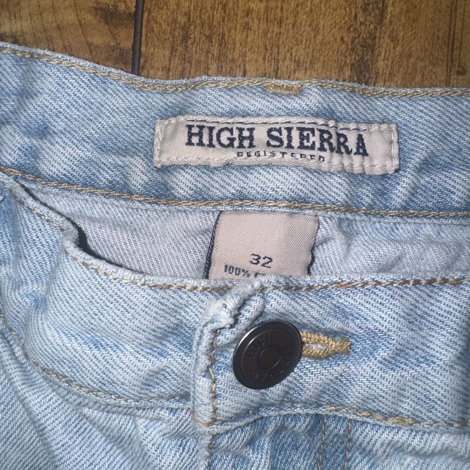 复古 High Sierra 牛仔牛仔裤短裤男式 32 浅水洗 90 年代 Y2K — 第 3/4 张图片