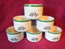 6 Vintage Spode Christmas Tree Imperial Cookware Ramekins Dip Bowls England