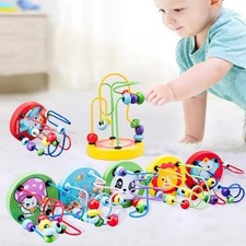 Wooden Cartoon Small Beaded Toys Colorful Bead Maze Toy