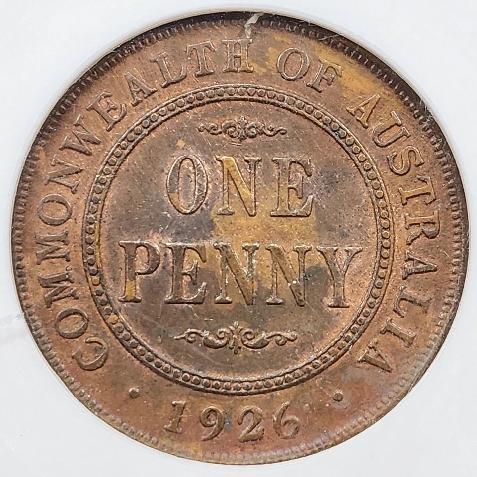 1926 Australia Penny | ANACS AU Details - Cleaned - NET EF40 Old Soapbox Holder - Image 3 of 3