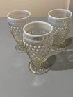 VTG Anchor Hocking Moonstone Hobnail Opalescent Goblet Glasses Lot Of 3