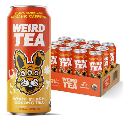 Organic White Peach Oolong Tea   16Oz Cans, 160Mg Organic Caffeine, Pack of 12  