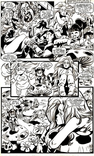 FEMFORCE  107 PG 7 ORIGINAL ART - SYNN IN LA LA LAND, SHE-CAT- GORBY/HEIKE ART