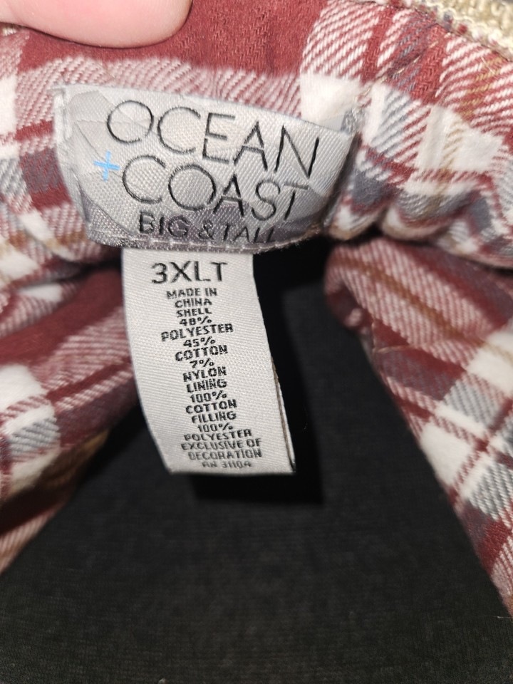 Chemise De Pêche Homme Ocean & Coast 3XLT Verte - Manches Longues, Boutonnage, Grande Taille