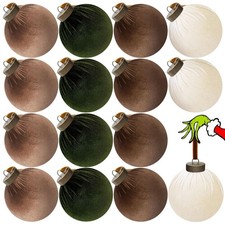15 Pcs Velvet Christmas Balls, 3.15" Large Velvet Christmas Ornaments Balls, ...