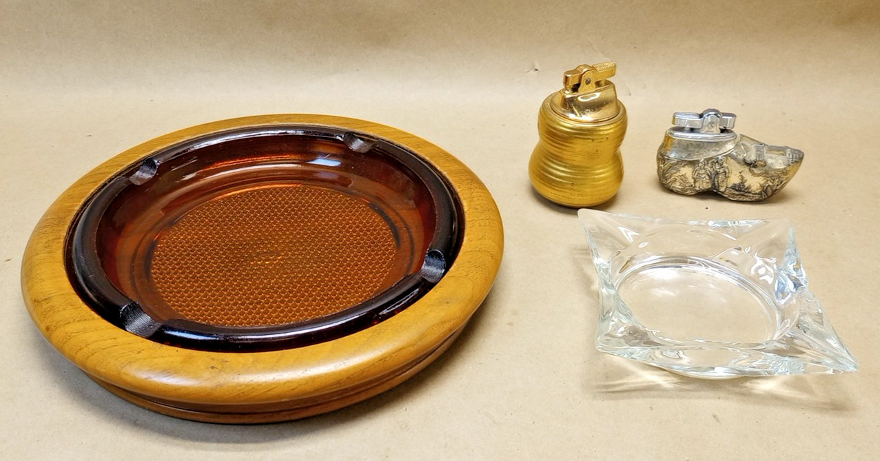 And Ashtray Lot. 2 Ashtrays, 2 Table Lighters