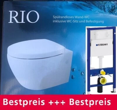 GEBERIT / EREG Geberit Duofix Vorwandelement Komplettset Wand WC RIO ohne Spülrand mit WC Sitz