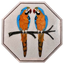 Piano tavolo in marmo bianco 18" pietra dura lavorato a mano intarsio