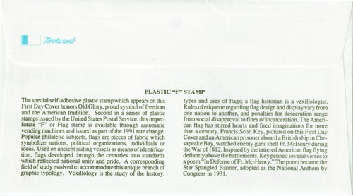 #2522 "F" Rate Flag Self-Adhesive Fleetwood Jan 22, 1991 FDC First Day of Issue - Picture 2 of 2