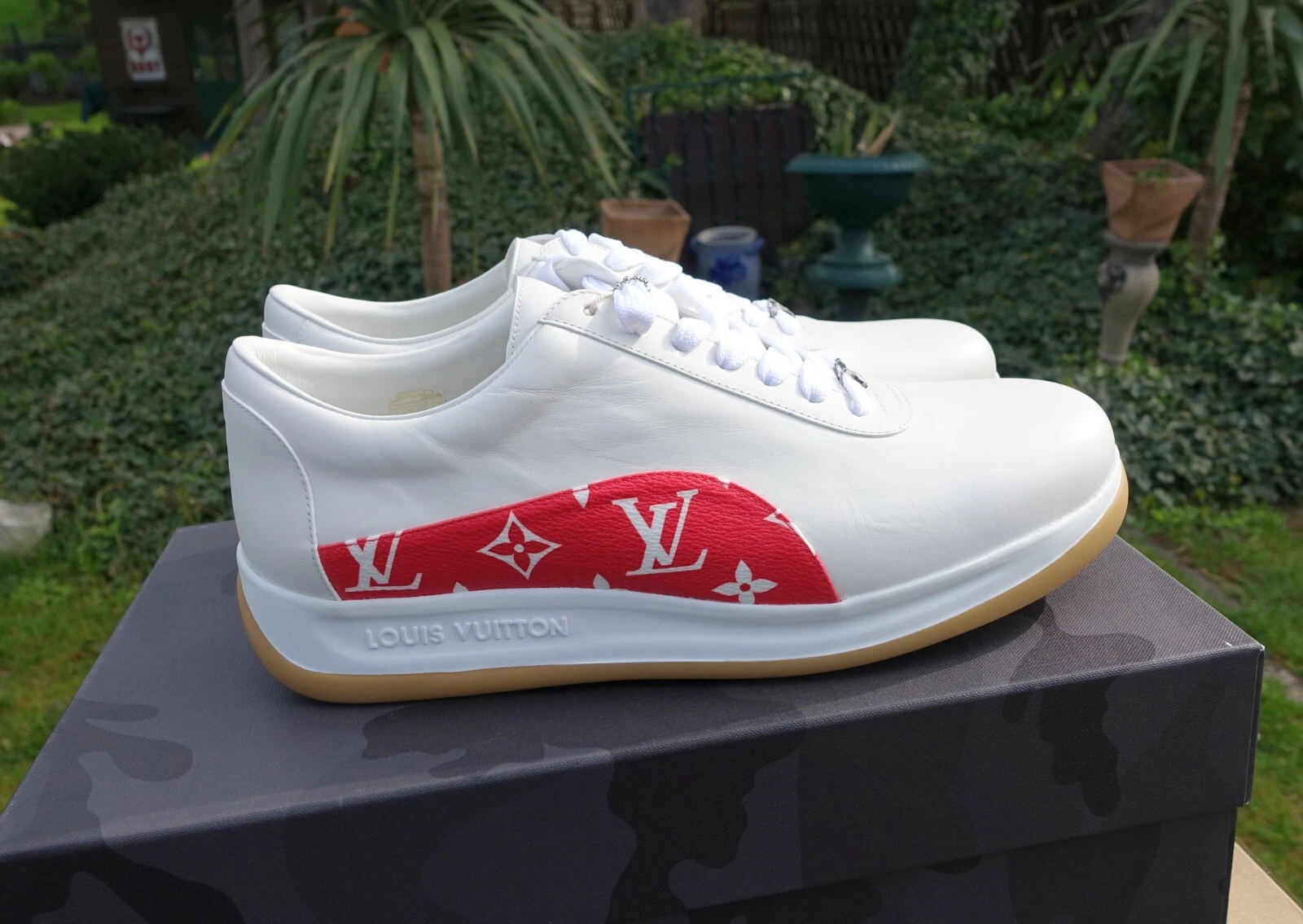 LOUIS VUITTON X SUPREME SHOES 42 1/2 shoe sneaker sneakers white red