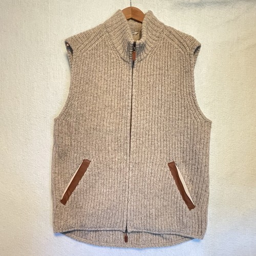 Architects of Comfort True Measure of Man Wool Zip Up Sweater Vest Beige Mens L - Picture 1 of 11