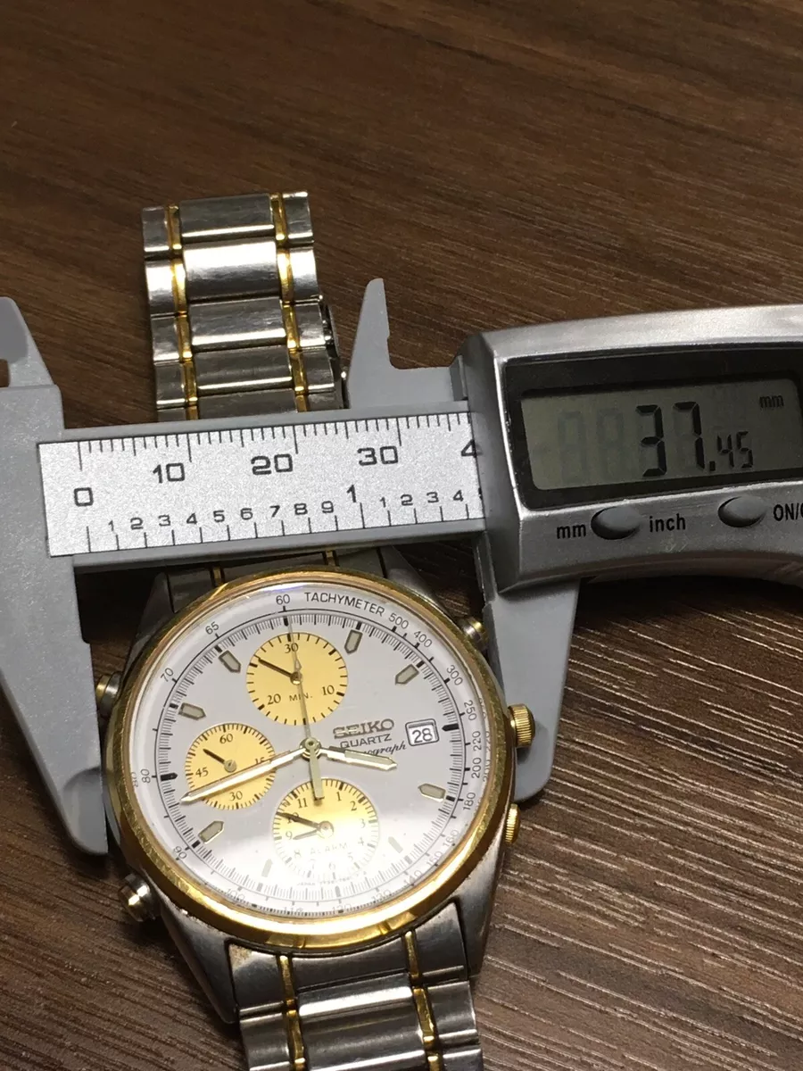 Seiko men's two tone bracelet quartz chronograph best sale watch