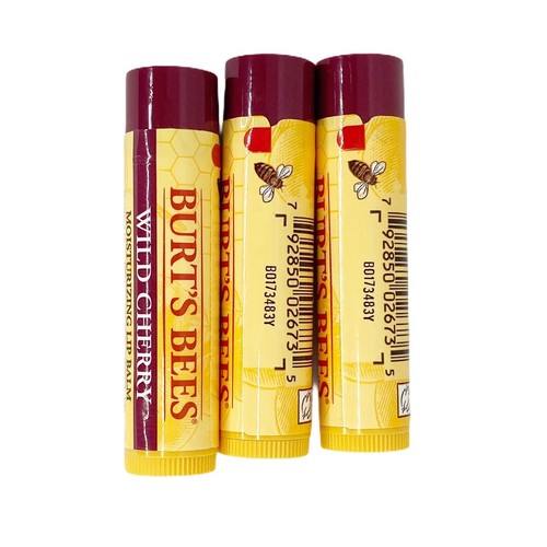Confezione da 3 balsami labbra idratanti Burt's Bees sapore ciliegia selvatica 0,15 oz Chapstick - Foto 3 di 7