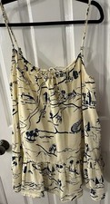 Urban Outfitters Women's Size L Yellow Cotton Spaghetti Strap Ruffle Hem Top EUC