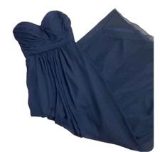 Bill Levkoff Strapless Navy Chiffon Gown Wedding Bridesmaid