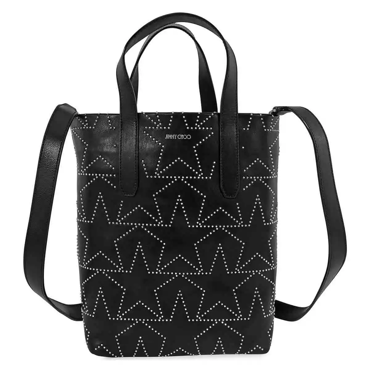 Jimmy Choo Ladies Sofia Star Studded Tote Bag 194 SOFIA N/S DDP BLACK/SILVER