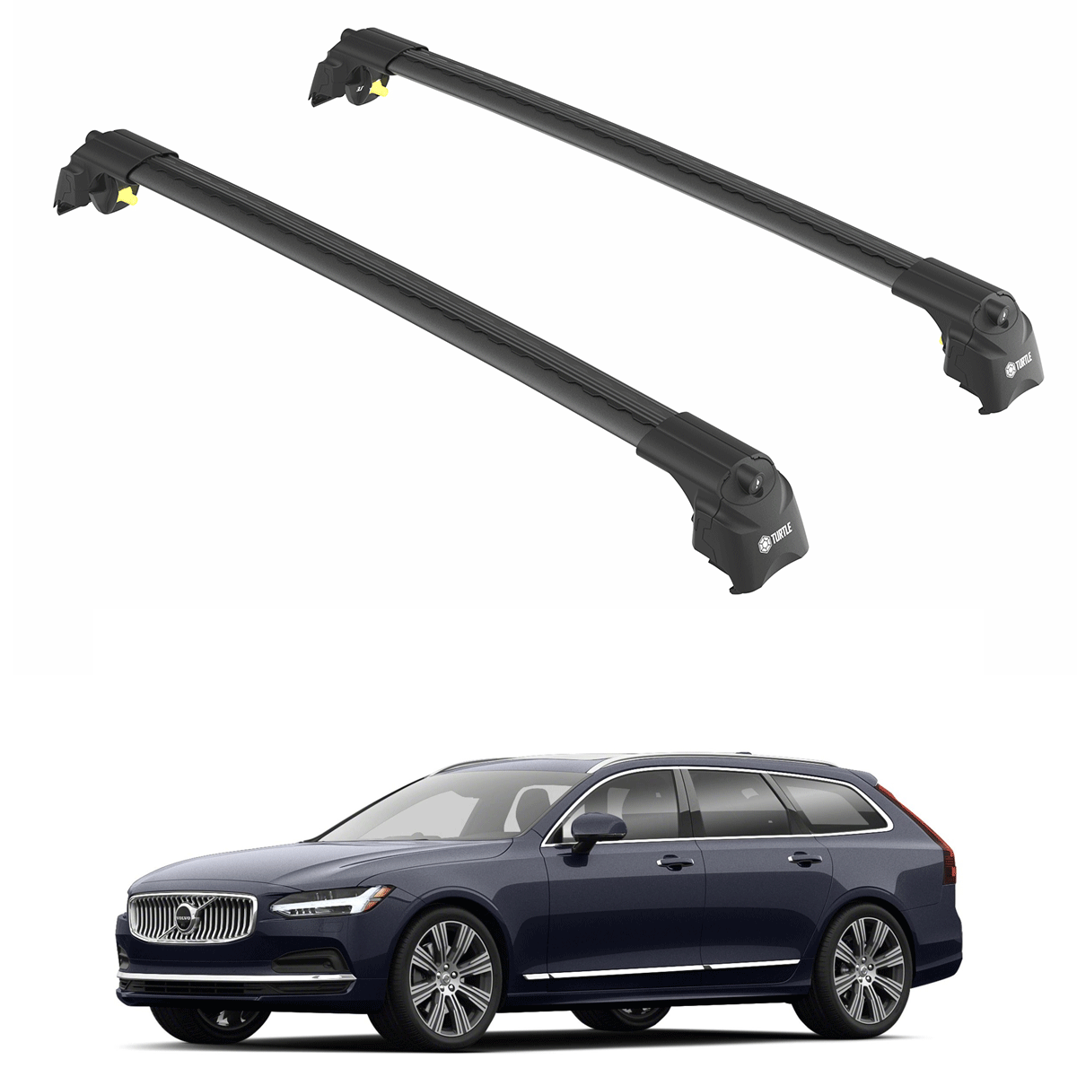 Fit VOLVO V90 (EU) ESTATE 17-Roof Racks Cross Bars Black Set 2Pcs