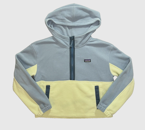 Patagonia Microdini Crop Fleece Hoodie Girls XL (14) Color Block Boxy Pullover