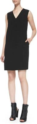 chinese dress ladies Vince Shift Dress Wine Satin-Trimmed Crepe Size Extra Extra Small NEW –  Celebrity Owned main image 0