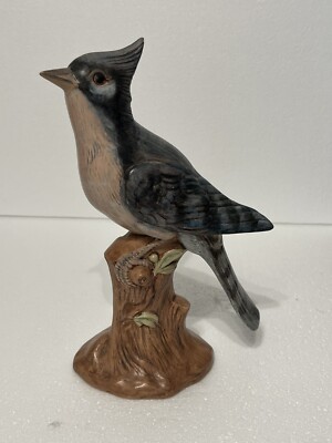 Vintage Holland Mold Bluebird Statue 9 X 3.5  Hand Painted Wildlife Sculpture