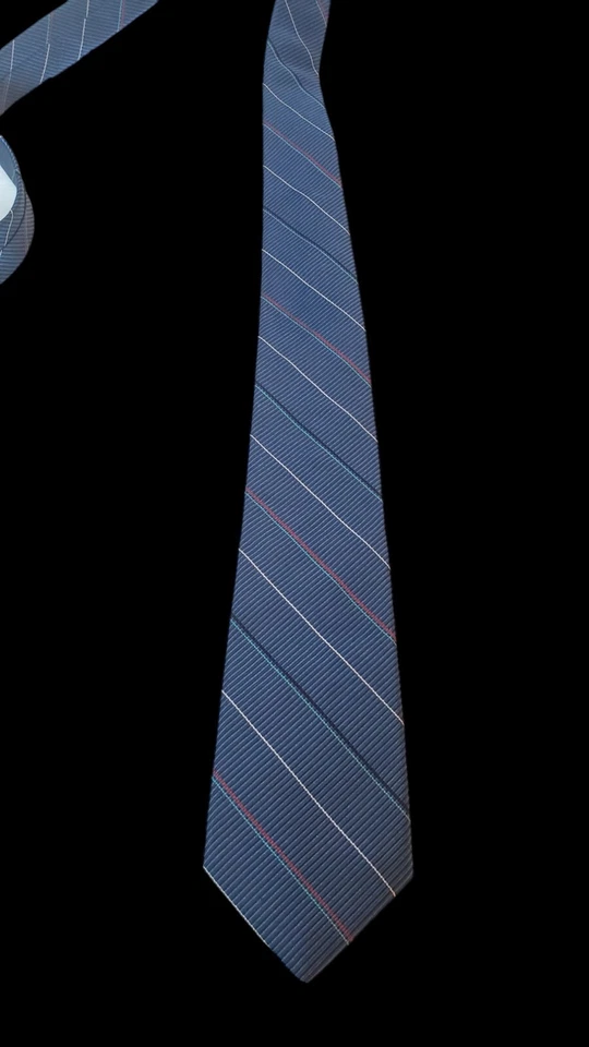 ENRICO GUCCINI MENS NECK TIE  100% ALL SILK PARIS ROME STRIPED BLUE REPP TIE - Image 2 of 4