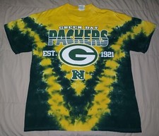 VTG 90s GREEN BAY PACKERS TIE DYE T SHIRT XL YELLOW GREEN LOGO FOOTBALL NFL Y2K