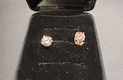Ohrstecker 10 kt Rotgold 6 mm Rundschliff 1,45 kt Pfirsich Morganit Neu mit Etikett OHC099 JTV