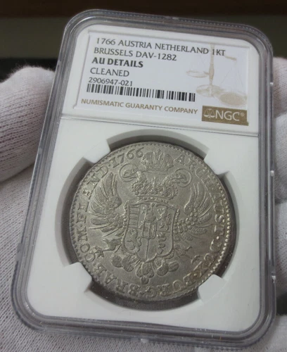 1766 Austria Netherlands 1KT Brussels DAV-1282 NGC AU Details (NICE COIN)