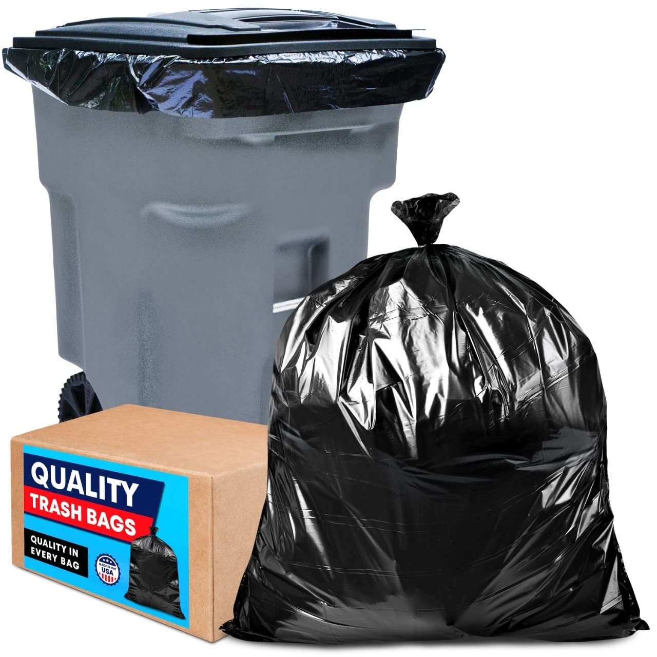 95-96 Gallon Trash Bags Heavy Duty 2 Mil (Value-Pack 25 Bags w/Ties) Extra La...