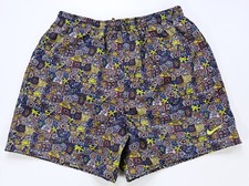 Rare VTG NIKE Embroidered Swoosh Abstract All Over Print Swimming Trunks 90s L
